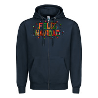 Navy Feliz Navidad Zipper Hoodie - BundleAndBundleShop