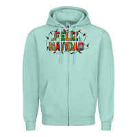 Seafoam Feliz Navidad Zipper Hoodie - BundleAndBundleShop
