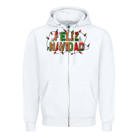 White Feliz Navidad Zipper Hoodie - BundleAndBundleShop