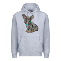 Heather Grey french bulldog Premium Hoodie - RanaPortraitStore