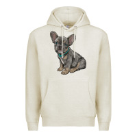 Oatmeal Heather french bulldog Premium Hoodie - RanaPortraitStore
