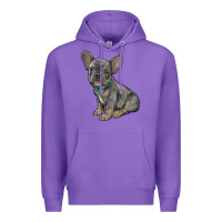Purple french bulldog Premium Hoodie - RanaPortraitStore
