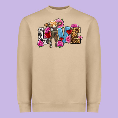 Love With Cow Olivia Heavyweight Sweatshirt Designed By Oliviacreatesart