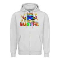Dove Grey Gay Love Is Beautiful Pride Lgbtq Zipper Hoodie - BundleAndBundleShop
