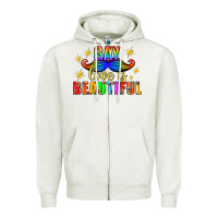 Oatmeal Heather Gay Love Is Beautiful Pride Lgbtq Zipper Hoodie - BundleAndBundleShop