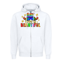 White Gay Love Is Beautiful Pride Lgbtq Zipper Hoodie - BundleAndBundleShop