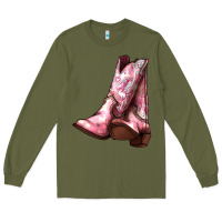 Army Green Cowgirl boots Long Sleeve Tee - HowdyJamesFarm