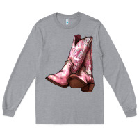 Heather Grey Cowgirl boots Long Sleeve Tee - HowdyJamesFarm