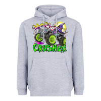 Heather Grey Monster Crusher Heavyweight Hoodie - CowhideDigitalArt