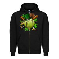 Black st.patrick's day softball Zipper Hoodie - FaDigitalArtStudio
