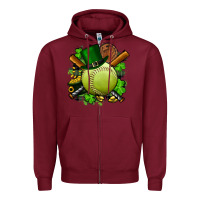Burgundy st.patrick's day softball Zipper Hoodie - FaDigitalArtStudio