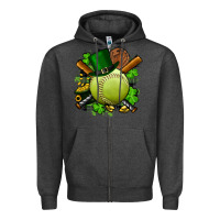 Charcoal Heather st.patrick's day softball Zipper Hoodie - FaDigitalArtStudio