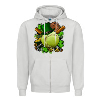 Dove Grey st.patrick's day softball Zipper Hoodie - FaDigitalArtStudio