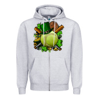 Heather Grey st.patrick's day softball Zipper Hoodie - FaDigitalArtStudio