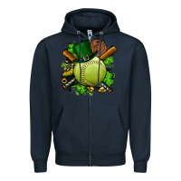 Navy st.patrick's day softball Zipper Hoodie - FaDigitalArtStudio