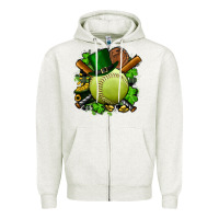 Oatmeal Heather st.patrick's day softball Zipper Hoodie - FaDigitalArtStudio