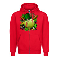 Red st.patrick's day softball Zipper Hoodie - FaDigitalArtStudio