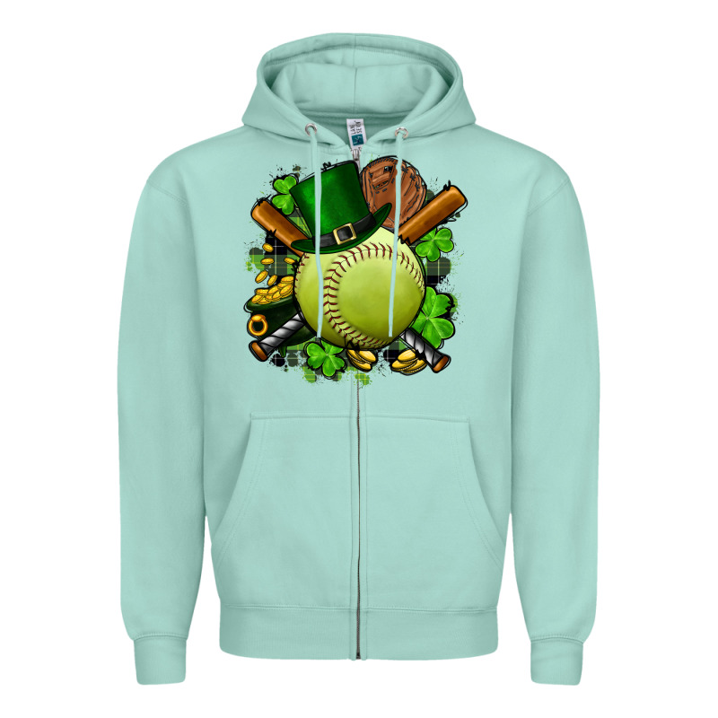 St.patrick's Day Softball Zipper Hoodie by FaDigitalArtStudio | Teevron