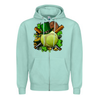 Seafoam st.patrick's day softball Zipper Hoodie - FaDigitalArtStudio