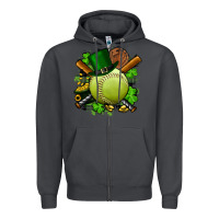 Smoke st.patrick's day softball Zipper Hoodie - FaDigitalArtStudio