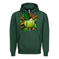 Sports Green st.patrick's day softball Zipper Hoodie - FaDigitalArtStudio