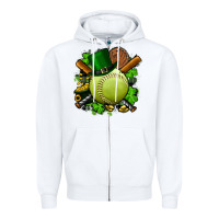 White st.patrick's day softball Zipper Hoodie - FaDigitalArtStudio