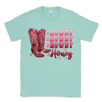 Seafoam howdy howdy howdy honey with cowgirl boots Classic Tee - RanaPortraitStore