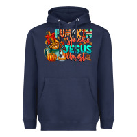 Navy Pumpkin pie Jesus Christ Heavyweight Hoodie - CowhideDigitalArt