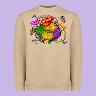 Mardi Gras Lips Olivia Heavyweight Sweatshirt Designed By Oliviacreatesart
