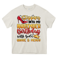 Cream stepping into my november birthday Heavy Core Tee - MaliasSmallBusiness
