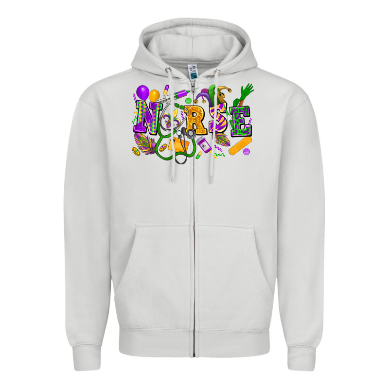 Nurse Mardi Gras Zipper Hoodie by FaDigitalArtStudio | Teevron