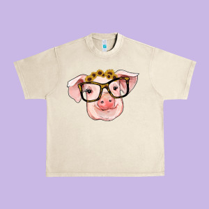 Sunflowers With Pig Urban Heavy Tee Designed By Ranaportraitstore