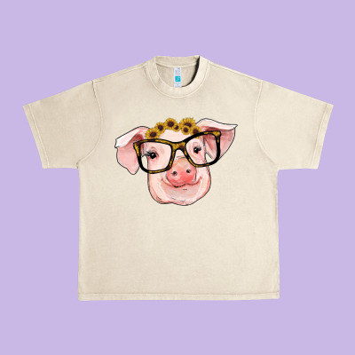 Sunflowers With Pig Urban Heavy Tee Designed By Ranaportraitstore