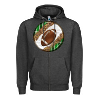 Charcoal Heather American Football Round Carrings 2 Zipper Hoodie - BundleAndBundleShop