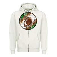 Oatmeal Heather American Football Round Carrings 2 Zipper Hoodie - BundleAndBundleShop