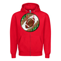 Red American Football Round Carrings 2 Zipper Hoodie - BundleAndBundleShop