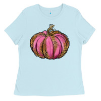 Baby Blue leopard cancer pumpkin Ladies Tee - RanaPortraitStore