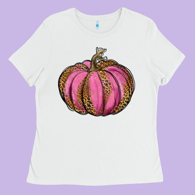 Leopard Cancer Pumpkin Ladies Tee Designed By Ranaportraitstore
