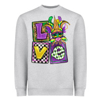 Heather Grey love mardi gras Heavyweight Sweatshirt - OliviaCreatesArt