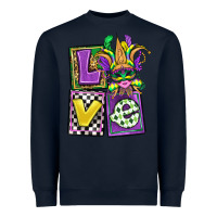 Navy love mardi gras Heavyweight Sweatshirt - OliviaCreatesArt