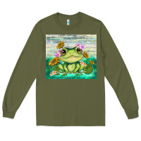 Army Green frog with sunflower Long Sleeve Tee - TumblerDesignByShophia