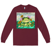 Burgundy frog with sunflower Long Sleeve Tee - TumblerDesignByShophia