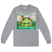 Heather Grey frog with sunflower Long Sleeve Tee - TumblerDesignByShophia