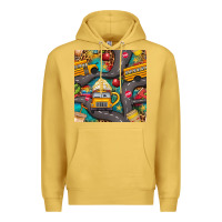 Antique Gold school bus coffee and star with leopard seamless pattern bbs Premium Hoodie - BundleAndBundleShop