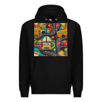 Black school bus coffee and star with leopard seamless pattern bbs Premium Hoodie - BundleAndBundleShop
