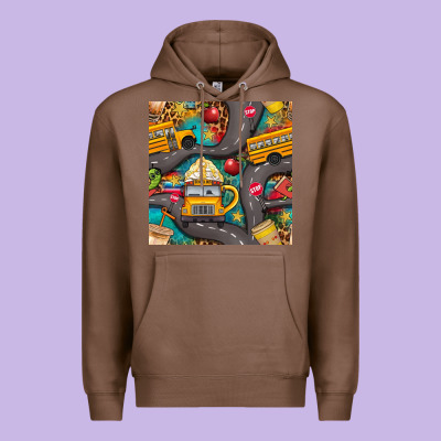 School Bus Coffee And Star With Leopard Seamless Pattern Bbs Premium Hoodie Designed By Bundleandbundleshop