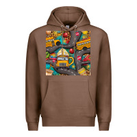 Chestnut school bus coffee and star with leopard seamless pattern bbs Premium Hoodie - BundleAndBundleShop