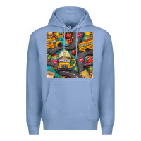 Colony Blue school bus coffee and star with leopard seamless pattern bbs Premium Hoodie - BundleAndBundleShop