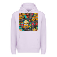 Lilac school bus coffee and star with leopard seamless pattern bbs Premium Hoodie - BundleAndBundleShop