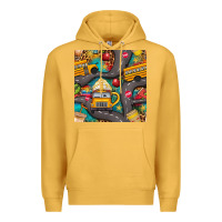Mustard school bus coffee and star with leopard seamless pattern bbs Premium Hoodie - BundleAndBundleShop